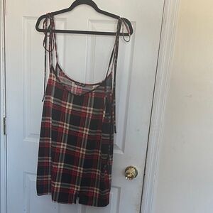 SHEIN Curve Red and Black Plaid Slip Dress